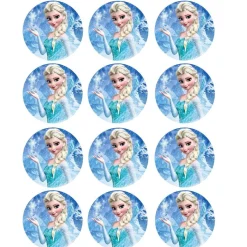 Juego de 12 impresiones Elsa en papel de azúcar