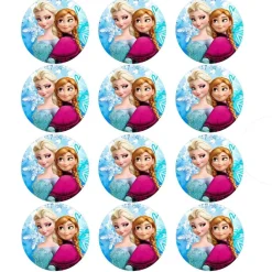 Juego de 12 impresiones en oblea Elsa y Anna