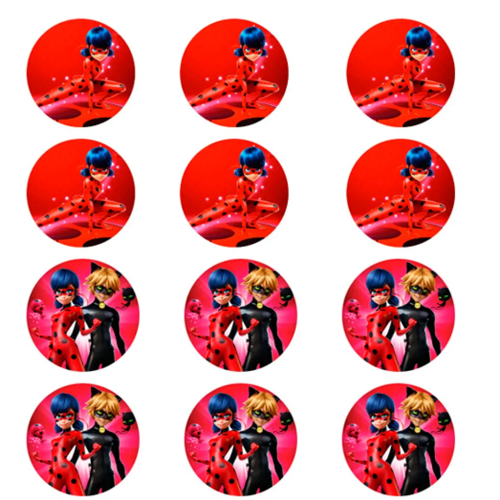 Juego de 12 Impresiones en Oblea Ladybug