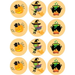 Juego de 12 Impresiones en Papel de Azúcar Halloween Modelo B