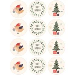 Juego de 12 Impresiones en Papel de Azúcar Feliz Navidad
