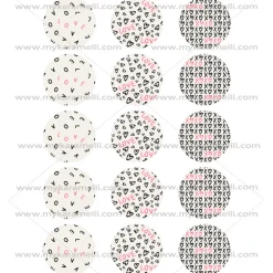 Juego de 15 Impresiones en Papel de Azúcar San Valentín Modelo B 5 cm