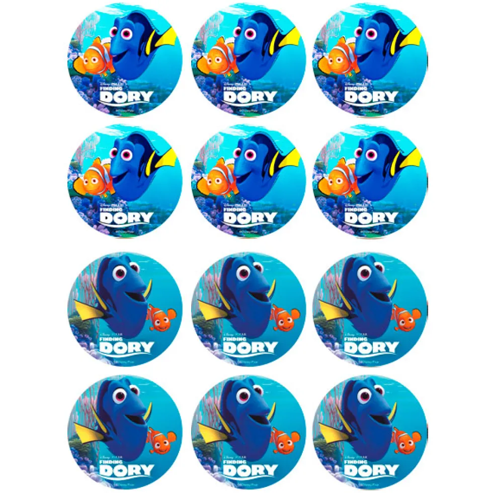 Juego de 12 Impresiones en Papel de Azúcar Buscando a Dory