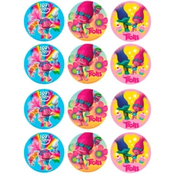 Juego de 12 Impresiones en Papel de Azúcar Trolls