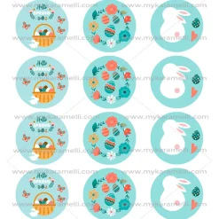 Juego de 12 Impresiones en Papel de Azúcar Pascua Modelo B 6 cm