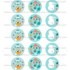 Juego de 15 Impresiones en Papel de Azúcar Pascua Modelo B 5 cm