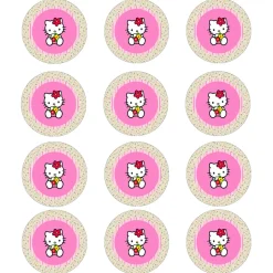 Juego de 12 Impresiones en Papel Comestible Hello Kitty 6 cm