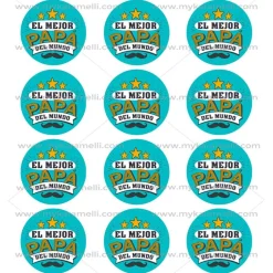 Juego de 12 Impresiones en Papel de Azúcar Día del Padre Modelo A 6 cm