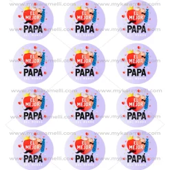Juego de 12 Impresiones en Papel de Azúcar Día del Padre Modelo F 6 cm
