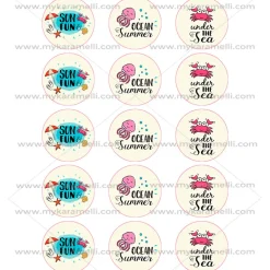 Juego de 15 Impresiones en Papel de Azúcar Verano Modelo C 5 cm