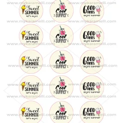 Juego de 15 Impresiones en Papel de Azúcar Verano Modelo D 5 cm