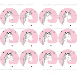 Juego de 12 Impresiones en Papel de Azúcar Unicornio