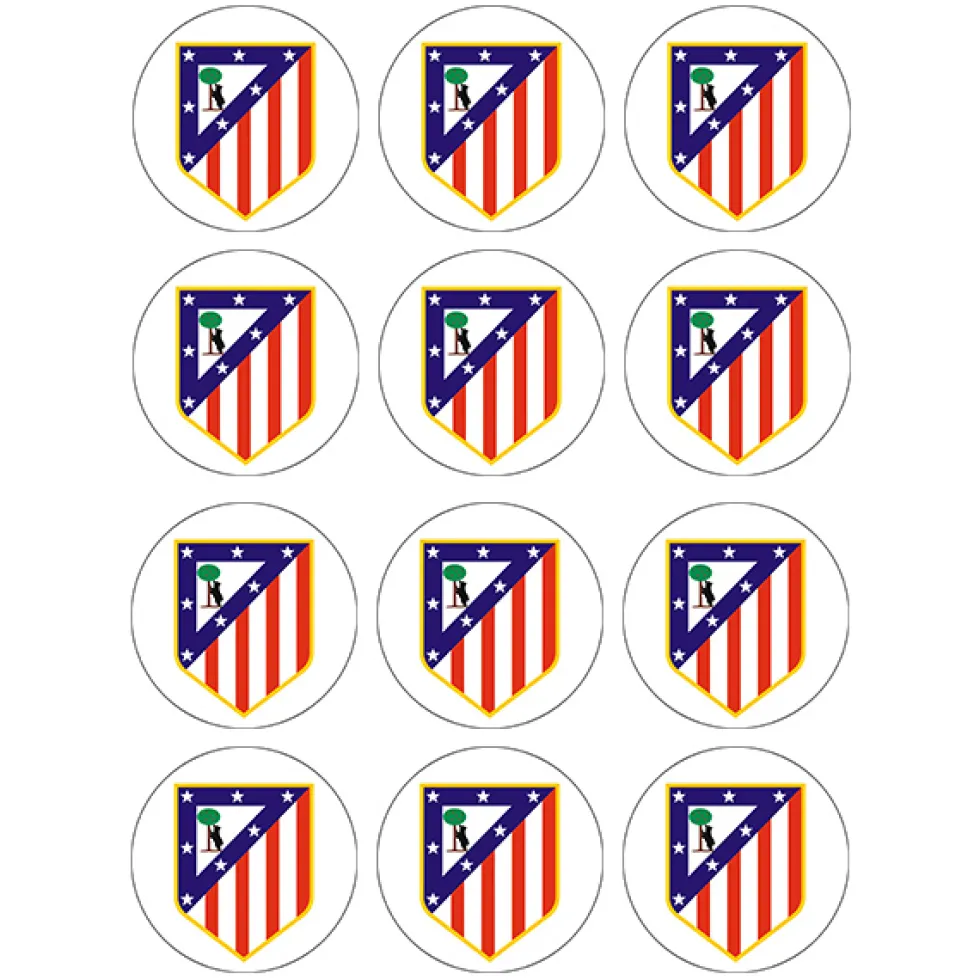 Juego de 12 Impresiones en Papel de Azúcar Atlético de Madrid