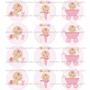 Juego de 12 Impresiones en Papel de Azúcar Baby Girl Modelo B 6 cm