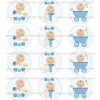 Juego de 12 Impresiones en Papel de Azúcar Baby Boy Modelo B 6 cm