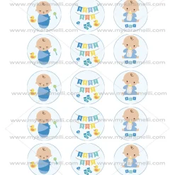 Juego de 15 Impresiones en Papel de Azúcar Baby Boy Modelo A 5 cm