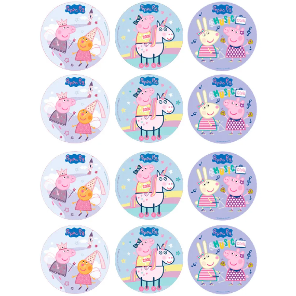 Juego de 12 Impresiones en Papel de Azúcar Peppa Pig