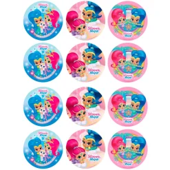 Juego de 12 Impresiones en Papel de Azúcar Shimmer & Shine