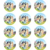 Juego de 12 Impresiones en Papel Comestible Bluey 6 cm