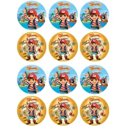 Juego de 12 Impresiones en Papel de Azúcar Piratas