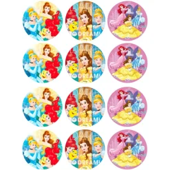 Juego de 12 Impresiones en Papel de Azúcar Princesas