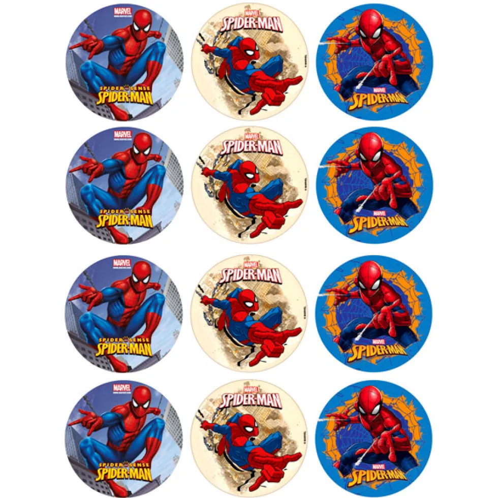 Juego de 12 Impresiones en Papel de Azúcar Spiderman