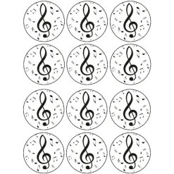 Juego de 12 Impresiones en Papel de Azúcar Notas Musicales