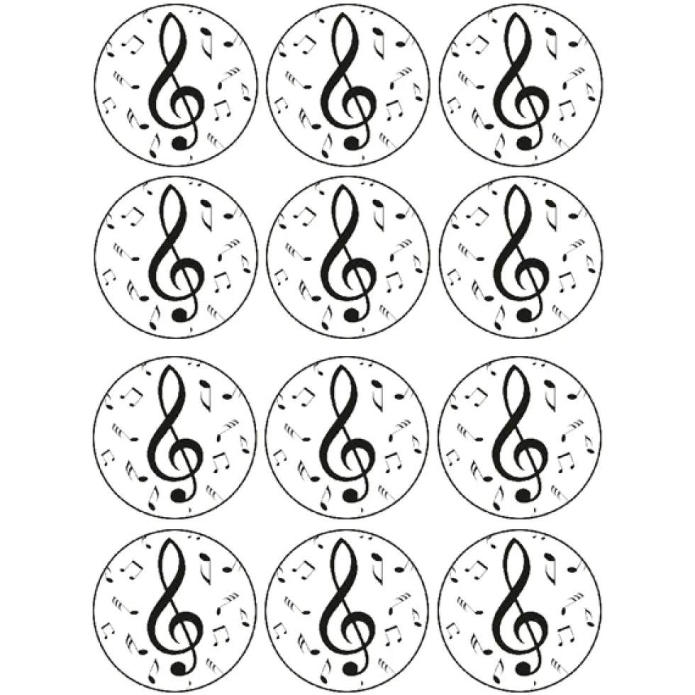 Juego de 12 Impresiones en Papel de Azúcar Notas Musicales