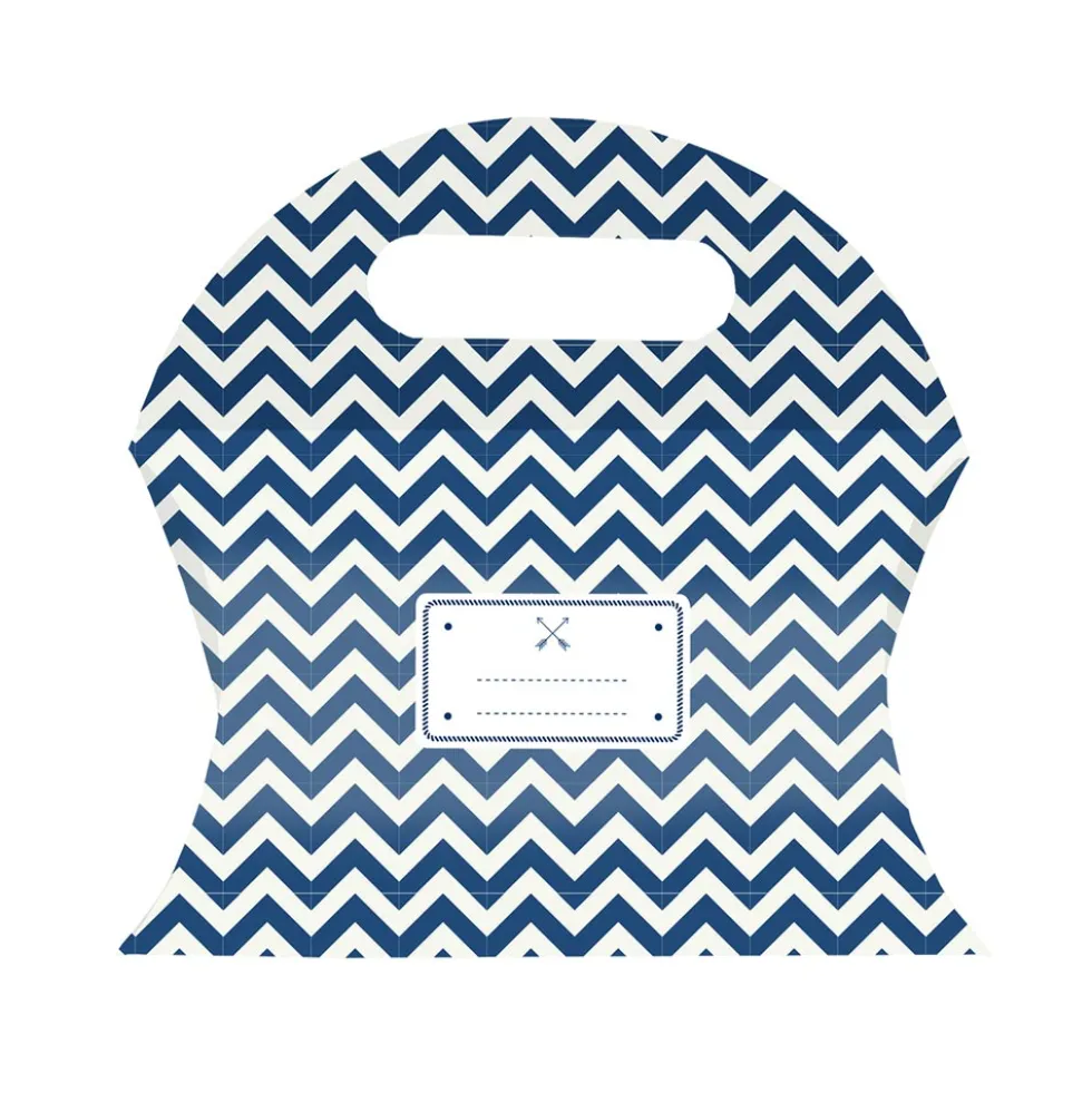Juego de 12 Maletines Chevron Azul Marino