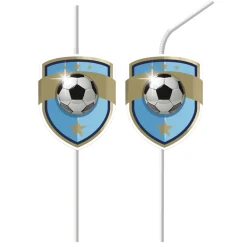 Juego de 6 Pajitas de Plástico Fútbol Party