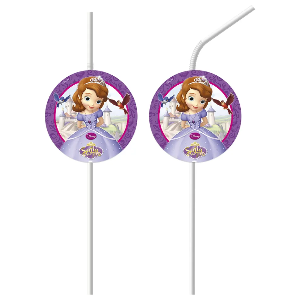 Juego de 6 Pajitas de Plástico Princesa Sofia
