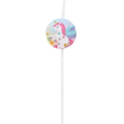 Juego de 10 Pajitas de Plástico Unicornio Arcoíris