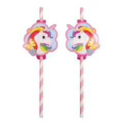 Juego de 8 Pajitas Unicornio