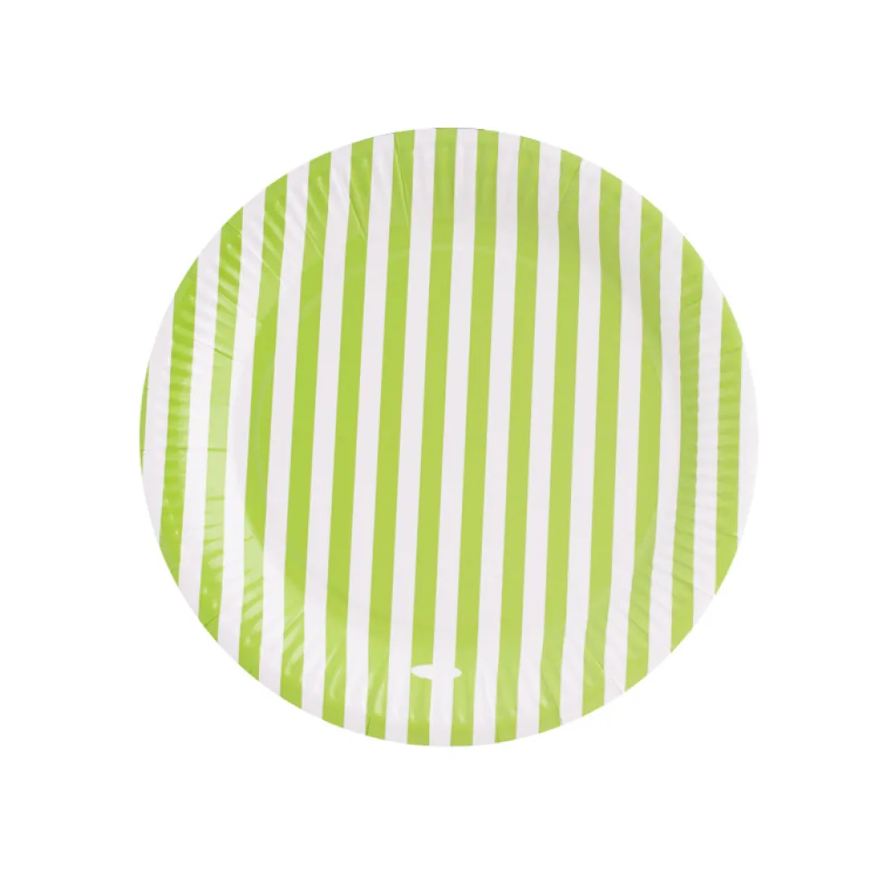 Juego de 12 Platos a Rayas Pistacho 18cm