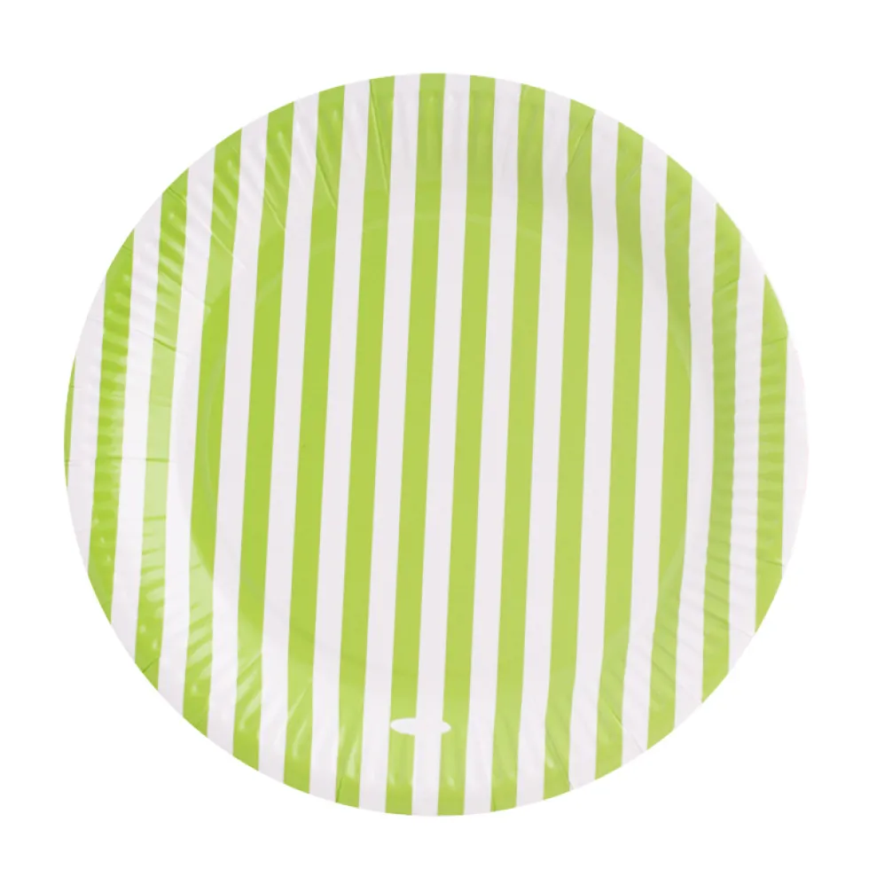 Juego de 12 Platos a Rayas Pistacho 23cm