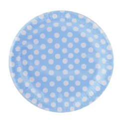 Juego de 8 platos azules con lunares blancos 23 cm
