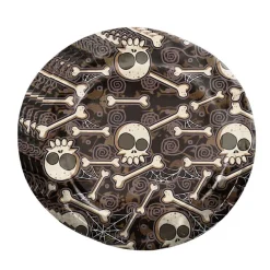 Juego de 8 Platos Calaveras y Huesos Halloween