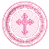 Juego de 8 Platos Comunión Cruz Rosa 22 cm