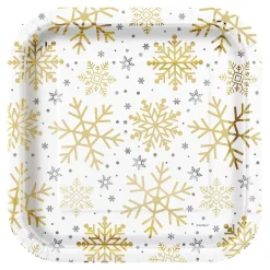 Juego de 8 Platos Copos de Nieve 22 cm