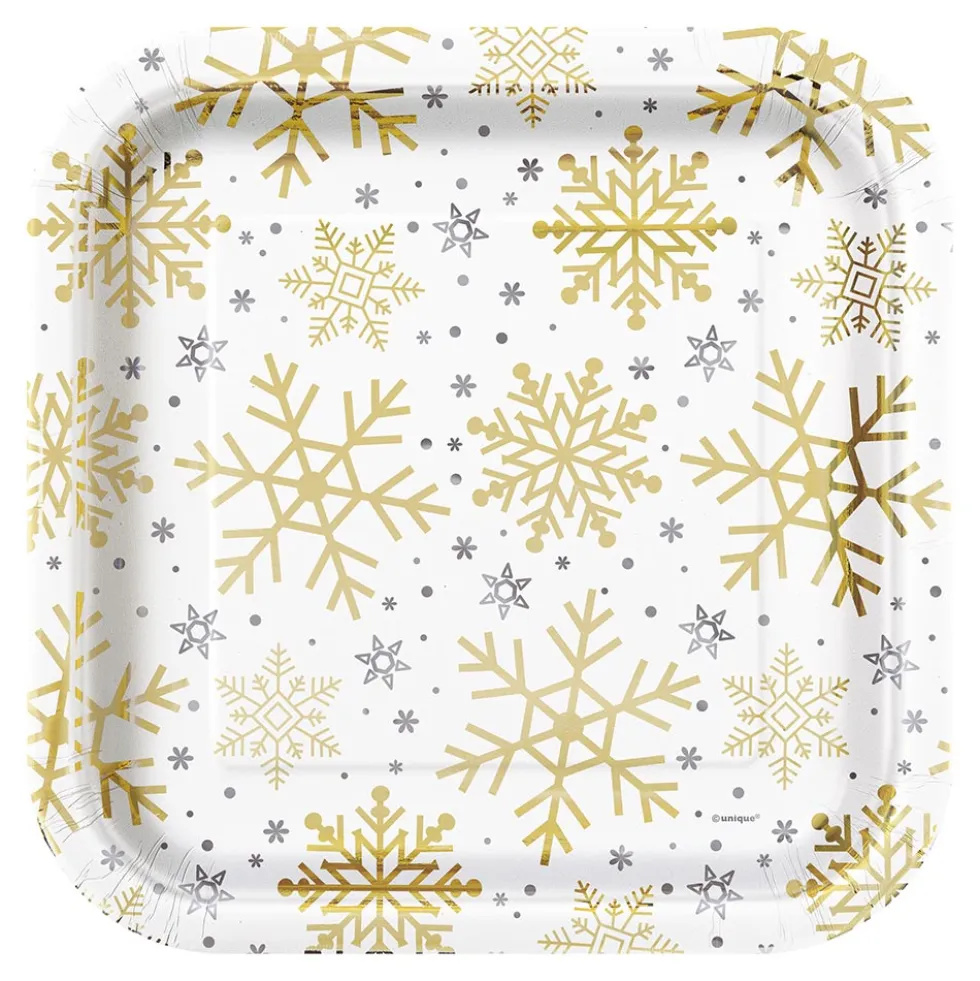 Juego de 8 Platos Copos de Nieve 22 cm
