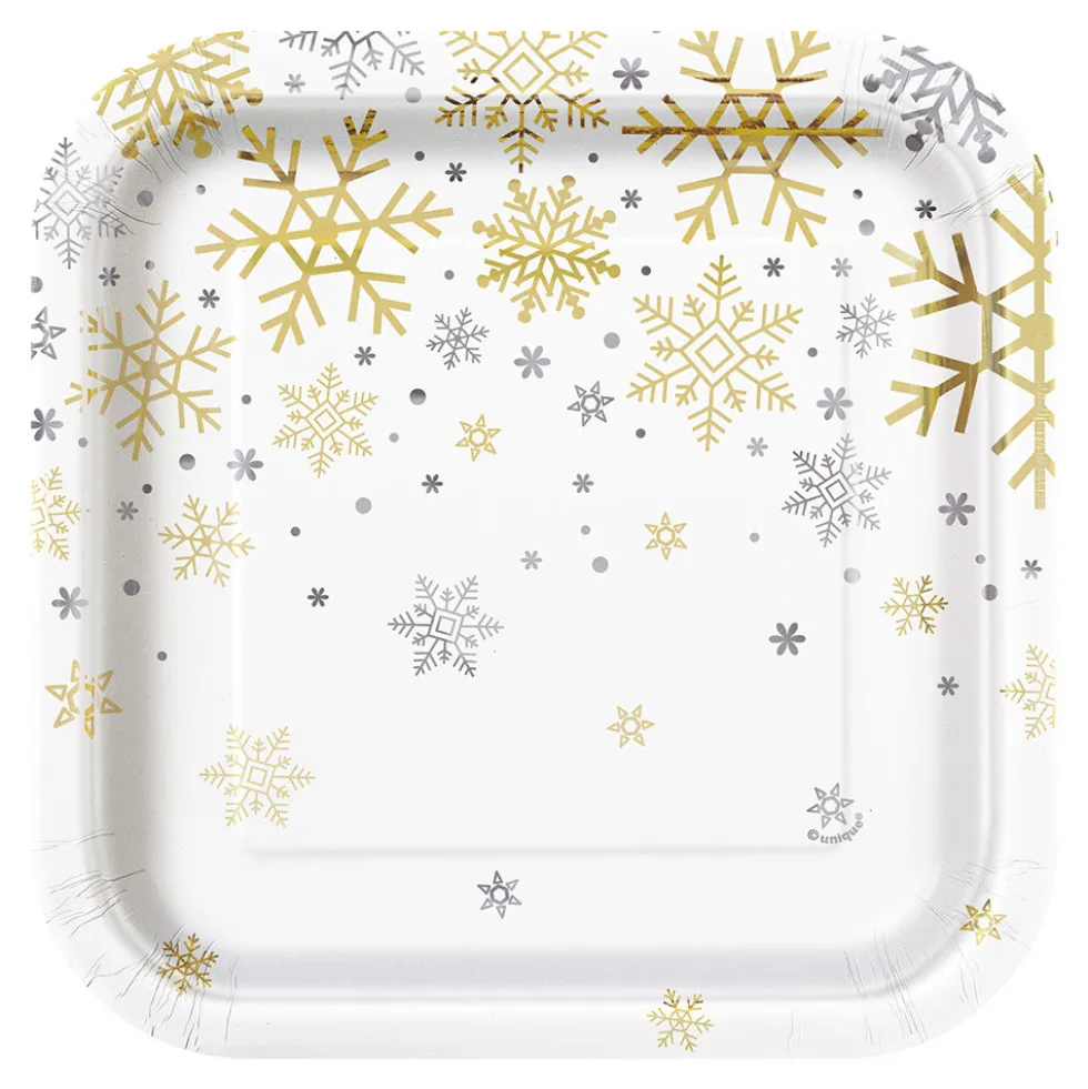 Juego de 8 Platos Copos de Nieve 17 cm