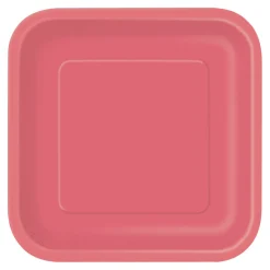 Juego de 16 Platos Cuadrados Rojos 17 cm