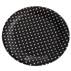 Juego de 10 platos de Papel Black Polkadot