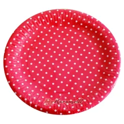 Juego de 10 platos de Papel Red Polkadot