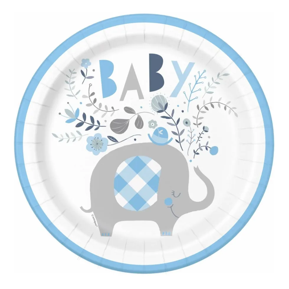 Juego de 8 Platos Elefante Azul 22 cm