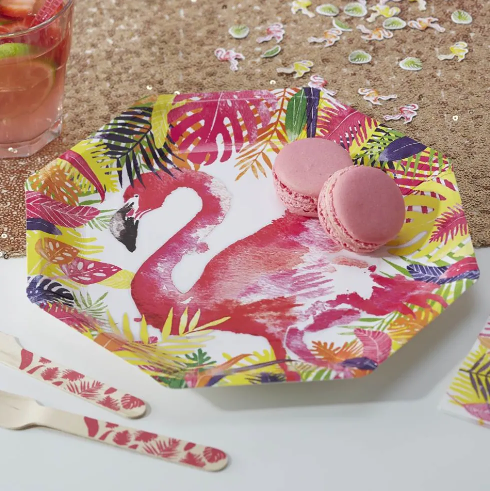 Juego de 8 Platos Flamingo Fun 25 cm