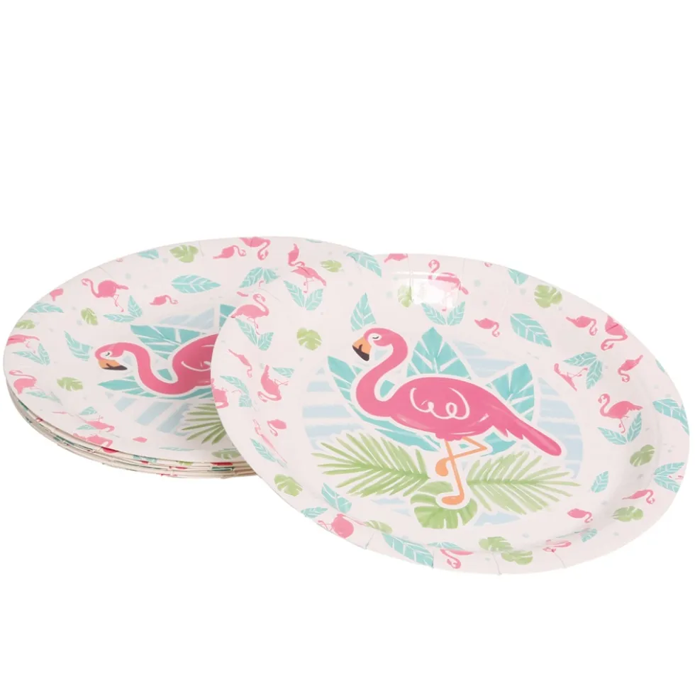 Juego de 6 Platos Flamingo Rosa 23 cm
