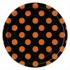 Juego de 8 platos negros con lunares naranjas 17cm