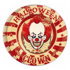 Juego de 8 Platos Payaso Halloween 23 cm