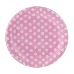 Juego de 6 Platos Rosas con Lunares Blancos